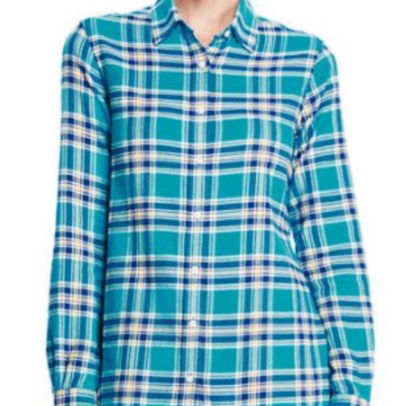 3x Lands End Flannel Button Down shirt